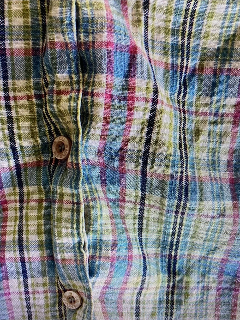 Women’s Plaid Button-Up Shirt - Green Multicolor